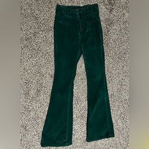 We The Free Jayde Cord Flare Jeans in Forest Green / size 26